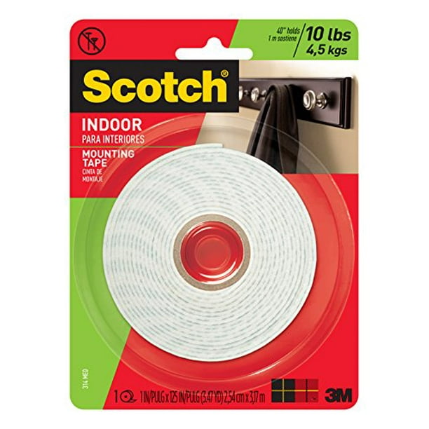 1-Roll Scotch Mounting White 1-Inch x 125-Inches 314P Fastening /& Surface Protection 314 783961045463 Scotch Indoor Mounting Tape